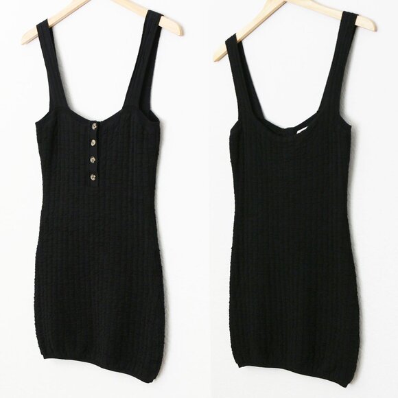 Free People FP Beach Short And Sweet Mini Dress S Black Button Back Soft Comfy - Picture 5 of 14